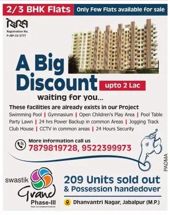 Available Flats For Sale – Swastik Grand Phase III – Jabalpur