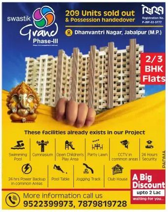 Available Flats For Sale – Swastik Grand Phase III – Jabalpur